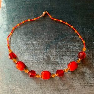 Red Beaded Choker Necklace